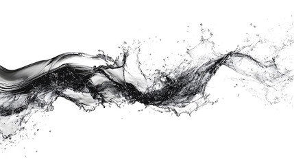 Poster - Powerful Black and White Liquid Motion Abstract with Splash of Water Texture Dynamic Chaotic Fluid Flow Organic Movement and Energy Modern Minimalist Design Background