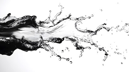 Poster - Powerful liquid splash in abstract monochrome motion creating a dynamic and energetic visual with water droplets and fluid forms