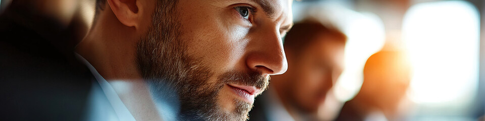 Poster - Profile Portrait of Bearded Man with Blurred Background