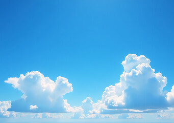 bright blue sky white fluffy clouds fills entire clear horizon