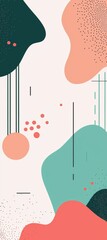 Poster - Abstract background featuring organic shapes in various colors and geometric lines, creating a modern and artistic design with a touch of minimalism