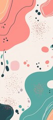Poster - Modern abstract background showcasing a dynamic composition of organic shapes, dots, and lines in a harmonious pastel color palette, creating a visually appealing design