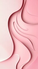 Poster - Pink layered paper cutouts create flowing abstract shapes, forming a visually captivating design enriched with texture, highlights, and shadows that enhance its elegance and depth