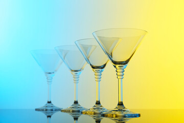 Sticker - Empty glasses on table, color tone effect