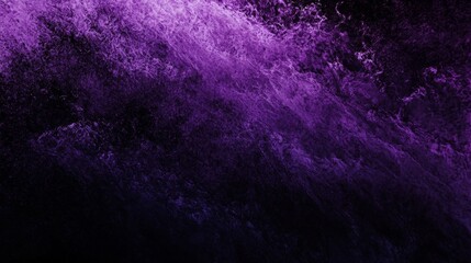 Poster - Purple fluid painting creating an abstract texture on a black background, perfect for adding a touch of artistry and mystery to various creative projects