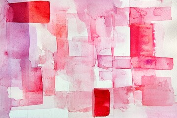 Poster - Vibrant pink and red brushstrokes intertwine, forming an abstract pattern that showcases a textured watercolor painting. Modern artistic style brings life to the composition