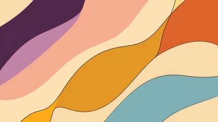 Poster - Smooth, flowing lines create a series of colorful wavy shapes, forming an abstract background with a modern and artistic feel, perfect for various design projects