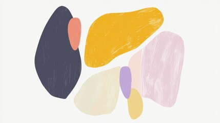 Poster - Modern abstract art composition featuring various colorful shapes with a textured, brushstroke effect, creating a visually appealing and contemporary design