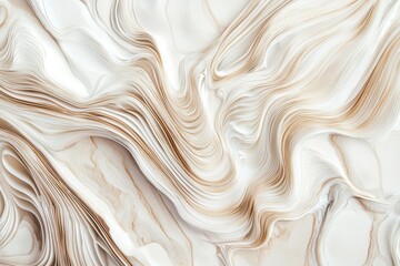 Poster - Thin sheets of beige and white paper are meticulously layered, creating a mesmerizing landscape of rolling hills and valleys, capturing the beauty of abstract art