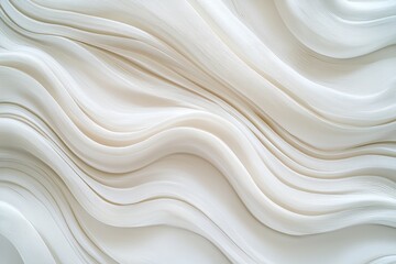 Poster - Smooth white layers forming a wavy pattern create an abstract textured background, perfect for design projects requiring a sense of flow and elegance