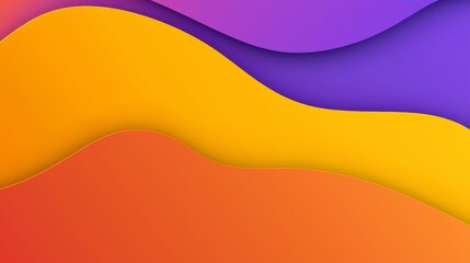 Wall Mural - Smooth overlapping shapes in vibrant orange, yellow, and purple create a dynamic and visually interesting background, perfect for modern designs