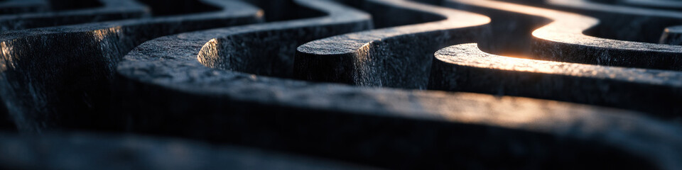 Poster - three-dimensional stone maze structure