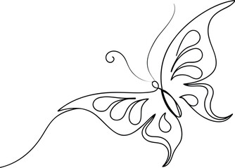 Poster - Elegant SingleLine Butterfly Drawing, Nature, Art, Wings, Flight, Graceful, Design, Illustration, Be