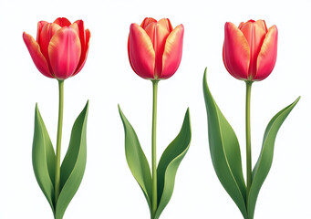 tulip illustrations created using realistic vectors white background