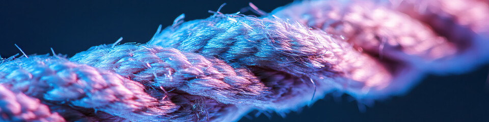 Poster - Close-up of Twisted Rope with Blue and Pink Illumination