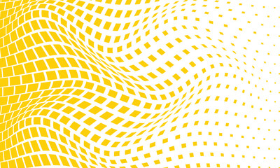 Poster - abstract yellow rectangle big to small dot wave pattern can be used background.