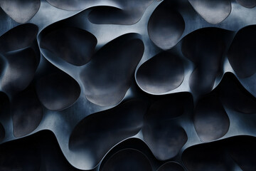 Poster - close up of a black and white pattern of shapes. The shapes are small and appear to be made of paper. Scene is abstract and somewhat mysterious