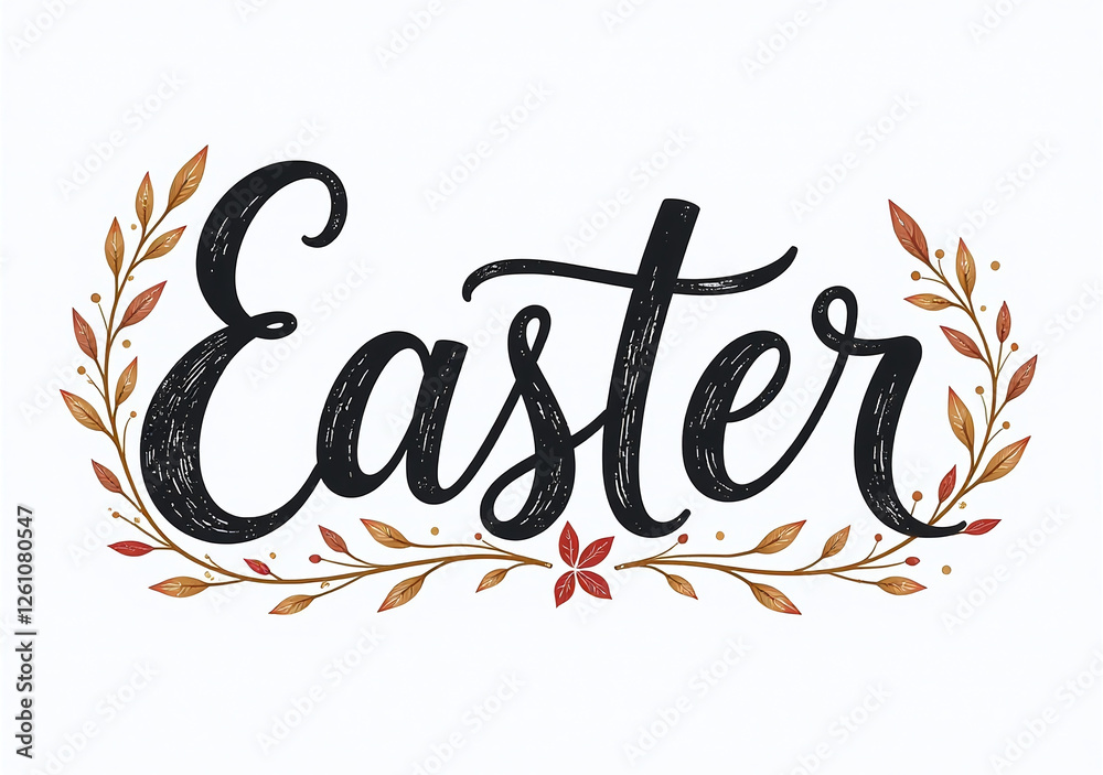 vintage easter calligraphy hand drawn isolated white modern handwritten ...