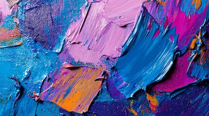Aufkleber - Bold strokes of blue and pink acrylic paint collide on canvas, forming an abstract masterpiece full of movement and depth. Each layer reveals a rich texture inviting exploration