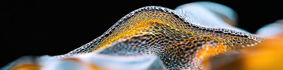 Poster - abstract cellular surface with gold and blue highlights