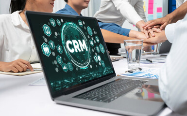 Poster - Customer relationship management system on brisk computer for CRM business and enterprise