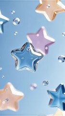 Poster - stars cascade against a soft pastel aesthetic background, creating a dreamy, celestial atmosphere with a blend of purple and blue hues vertical vertical video