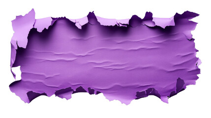 Poster - Crumpled purple paper with torn edges on transparent background