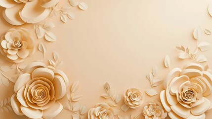 Wall Mural - Elegant Beige Paper Flowers Background Design