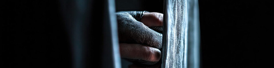 Poster - Close-up of Gloved Hand and Textured Fabric