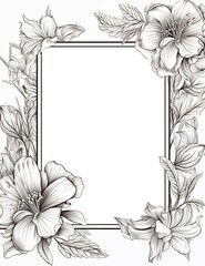 Wall Mural - Elegant Floral Frame: Botanical Illustration Design