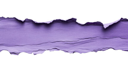 Poster - Torn purple paper piece with transparent background creating copy space