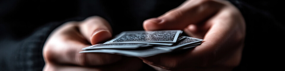 Poster - Close-up of Hands Holding Playing Cards