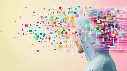 Poster - Creative representation of human thought and digital expression in colorful visualization