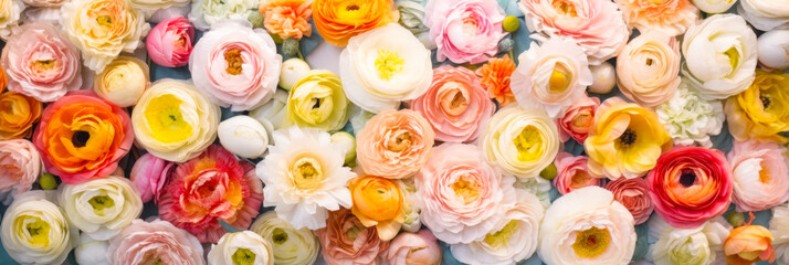 Aufkleber - Colorful display of various flowers arranged beautifully on a vibrant background