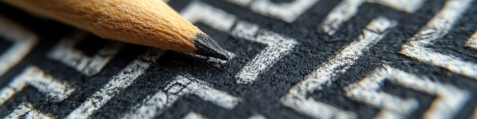 Poster - Pencil Point Over Maze Pattern Surface