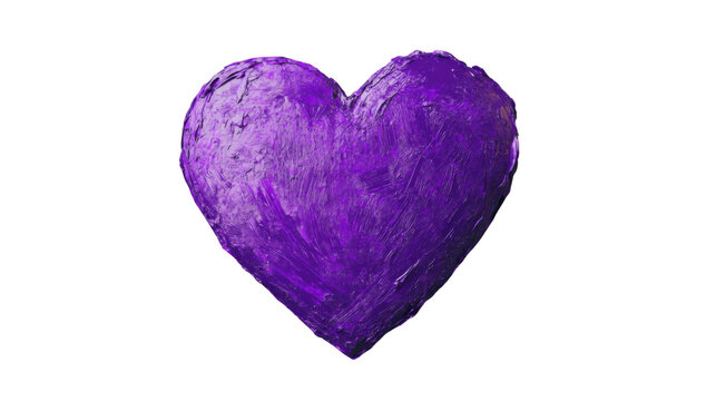 Purple heart painting representing love and affection on transparent background
