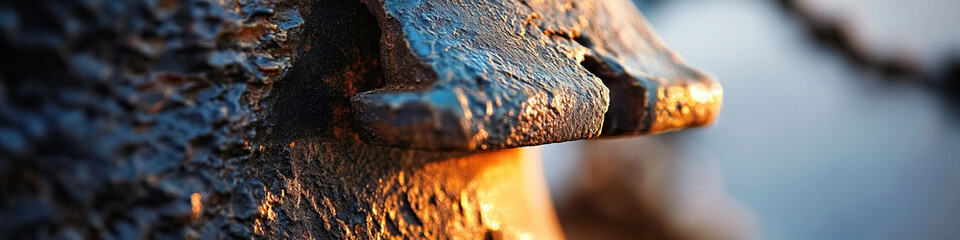 Wall Mural - Close-up of Weathered Metallic Object with Protruding Section