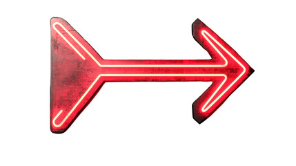 Poster - Red neon arrow sign pointing right on transparent background