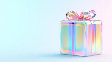 Wall Mural - Holographic Gift Box with Glowing Edges