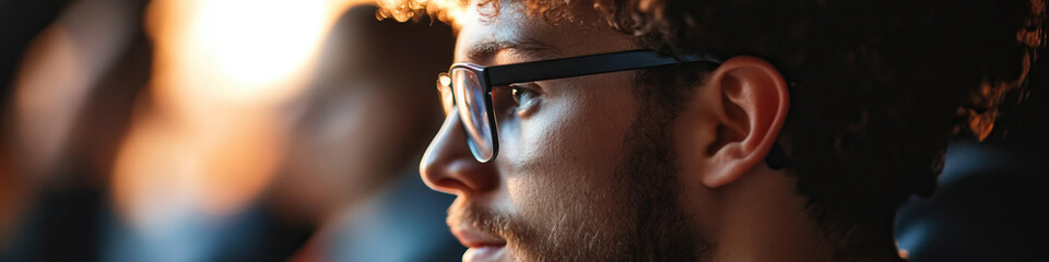 Poster - Profile Portrait of a Young Man Wearing Glasses