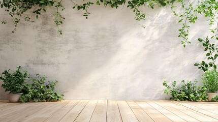 Sticker - Serene Garden Room With Plants and Wooden Floor