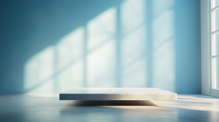 Poster - Soft shadows create a serene atmosphere in a minimalist room with natural light in the afternoon