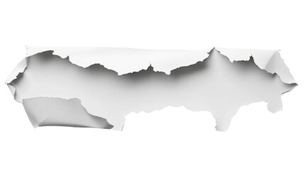 Poster - Torn horizontal piece of white paper with transparent background revealing checkered pattern