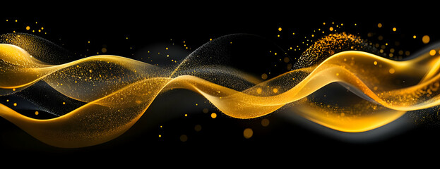 Wall Mural - Golden wave, dark background, abstract art, design