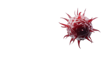 Red virus cell rotating on transparent background