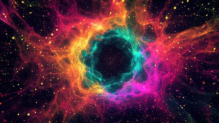 Colorful cosmic nebula ring, swirling gas, space background, abstract art, ideal for science fiction