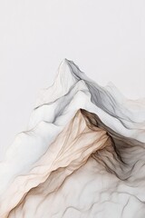 Poster - Soft beige and muted gray tones create a serene composition of abstract Nordic mountains, featuring flowing continuous lines that embody clean Scandinavian aesthetics and natural balance