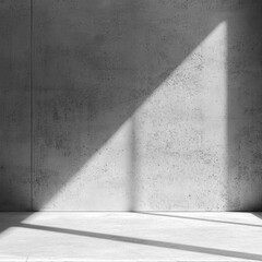 Poster - Soft shadows stretch across the textured cement wall, creating a captivating interplay of light and dark in an urban minimalist environment. A serene moment invites creativity