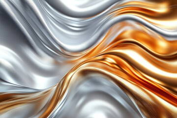 Aufkleber - Abstract swirling metallic textures of silver and gold, creating a luxurious and elegant design.