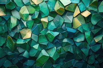 Poster - Abstract background of a mosaic of dark green and teal gemstone-like shapes.